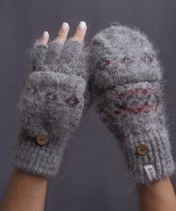 Women's Geometric Charm Goat Wool Mitten Gloves