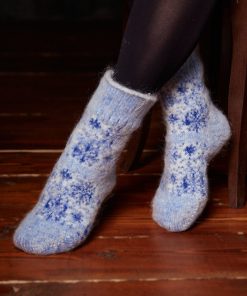Women's Crystal Snow Thick Non-Binding Goat Wool Crew Socks