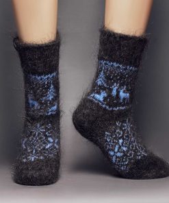 Unisex Alpine Night Non-Binding Goat Wool Crew Socks
