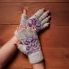 Women's Tiny Tulips Goat Wool Fingerless Gloves