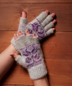 Women's Tiny Tulips Goat Wool Fingerless Gloves