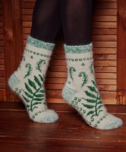 Women's Fiddle-Leaf Forest Goat Wool Crew Socks