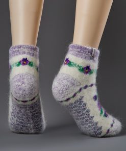 Women's Plush Pansies Goat Wool Low-Cut Socks