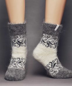 Unisex Frosted Swirls Goat Wool Non-Binding Crew Socks