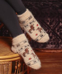 Unisex Happy Pups Goat Wool Thick Low-Cut Socks