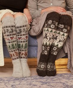Unisex Forest Friends - Maxi Goat Wool Over-the-Knee Socks