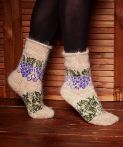 Women's Wine Time Non-Binding Goat Wool Crew Socks