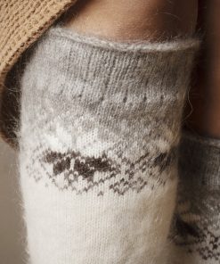 Women's Coffee & Cream Goat Wool Leg Warmers