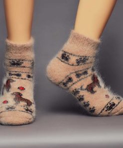 Unisex Happy Pups Goat Wool Thick Low-Cut Socks