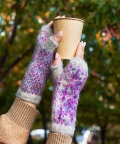 Women's Bohemian Snowfall Goat Wool Fingerless Gloves