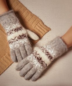 Women's Frosted Snowflakes Non-Binding Goat Wool Gloves