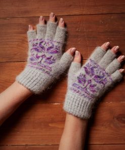 Women's Tiny Tulips Goat Wool Fingerless Gloves