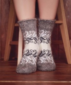Unisex Frosted Swirls Goat Wool Non-Binding Crew Socks