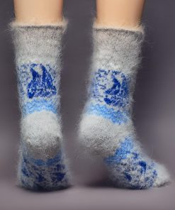 Unisex Nautical Seascape Non-Binding Goat Wool Crew Socks