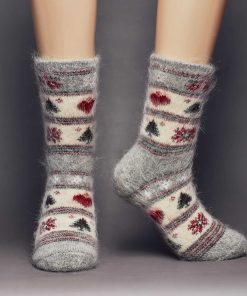 Unisex Season’s Cheer Thick Goat Wool Crew Socks