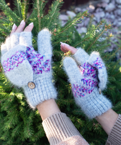 Women's Cherry Blossom Goat Wool Mitten Gloves