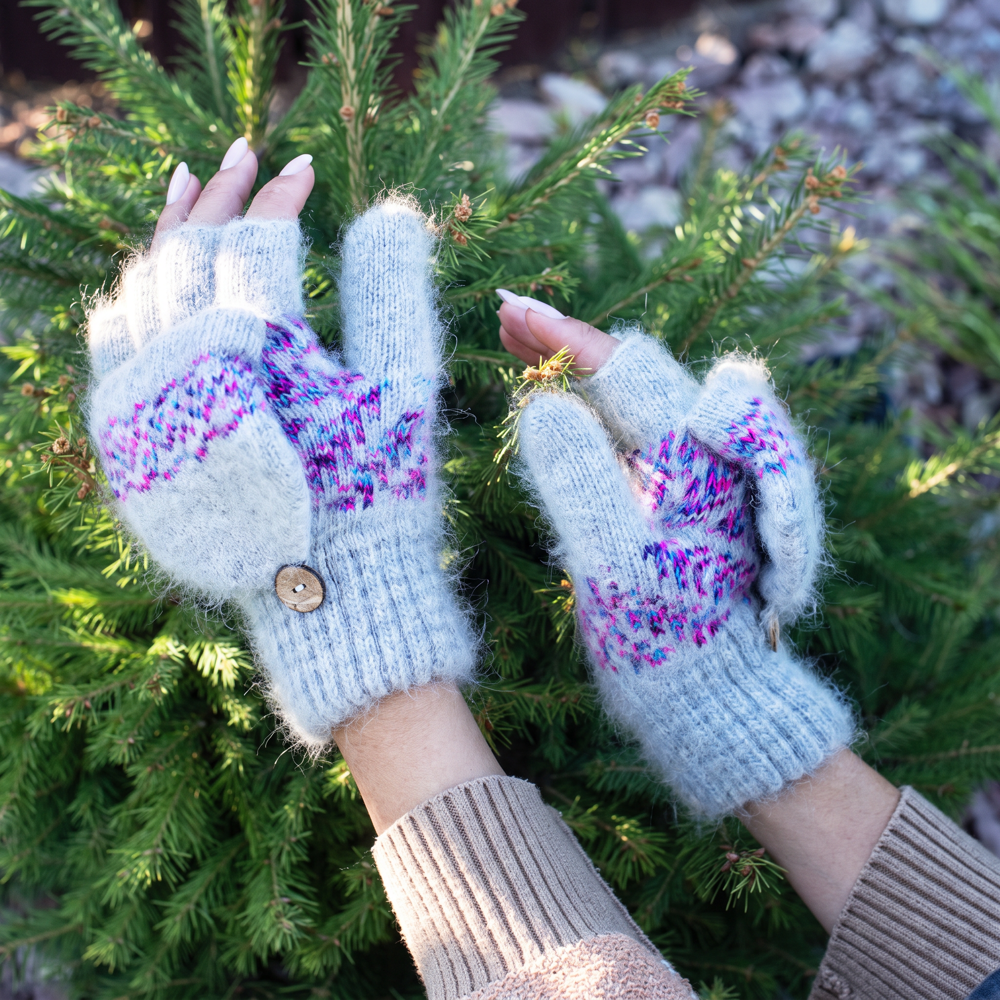 sm-image-eb10f827cf9a84e0ee8470cb Women's Cherry Blossom Goat Wool Mitten Gloves