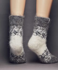 Unisex Frosted Swirls Goat Wool Non-Binding Crew Socks