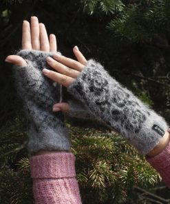 Women's Midnight Bloom Goat Wool Fingerless Gloves