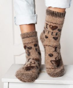 Women's I Love Coffee Thick Goat Wool Crew Socks