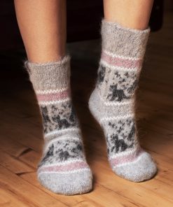 Women's Kute Kitties Non-Binding Goat Wool Crew Socks